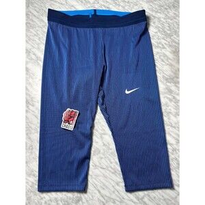 Nike Pro Elite Track & Field Blue 3/4 Tights Pants USA Women XXL AO8495-000 NEW